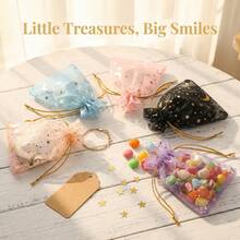 100pcs Children's Party Candy Gift Bags, Exquisite Small Mesh Bags, Small Gift Packaging Bags, Mesh Candy Bags, Children's Birthday Party Souvenirs Bags, Mini Exquisite Small Gift Bags, Holiday Candy Storage Bags - Multicolor - View 1