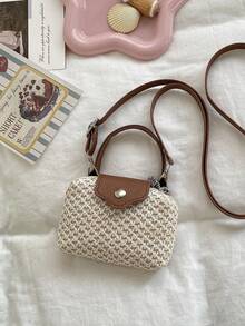 Mini Strohsack, Lippenstifttasche, Münzbeutel, elegante gewebte Handtasche, Urlaubstasche, Mini-Tragetasche, Teigtasche, Hornbeutel mit Klappe und verstellbarem Schultergurt, ideale Geschenktasche für Partys, Galas, formelle Anlässe, geeignet für Kleider, Klassenzimmer, Urlaub, Outdoor-Aktivitäten, Reisen, Sportstätten, besonders für Frauen, Mädchen, Studenten - Beige - Übersicht 4