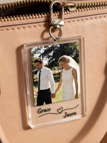 Customizable Photo Keychain With Information, Personalized Acrylic Memorial Keychain For Mom, Couples, Boyfriend, Birthday And Graduation Gift - Multicolor - View 5