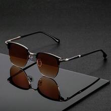 2 Pairs Unisex Multi-Function Line Design Sunglasses, UV400 Protection, Classic Fashion Style For Daily Wear - Black Film + Tea Film - View 3