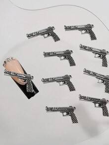 10 món đồ trang trí móng tay hình súng ngẫu nhiên, bao gồm M4, súng lục ổ quay, AKM và Desert Eagle. Đồ trang trí móng tay tự làm, đá trang trí móng, phụ kiện làm móng. - Nhiều màu - Xem 7