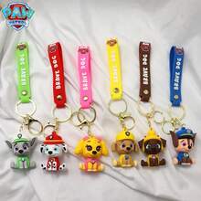 Paw Patrol 1个可爱有趣的汪汪队卡通钥匙扣,PVC材质,创意情侣背包挂件,动漫人物玩具,可爱装饰品,适合收藏,可作汽车钥匙挂件,时尚背包装饰,背包车链 - 彩色 - 查看 3