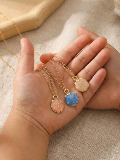 1 chiếc mặt dây chuyền hình vỏ sò Allaoy nhỏ nhắn, tinh tế, phụ kiện trang trí tiệc, phong cách nghỉ hè, phong cách bãi biển.