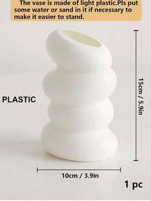 1pc Minimalist Plastic Vase, White Unbreakable Vase Suitable For Tulips, Roses And Other Flowers, Home Decor, Living Room, Dining Table Gift, Birthday, Graduation, Back To School, Room Decor, Stationery Supplies - B White Vase - View 10