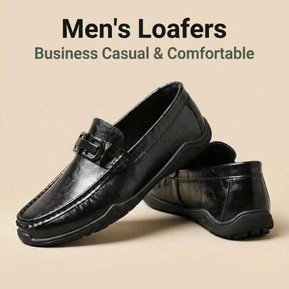Zapatos casuales de negocios para hombres, mocasines clásicos con suela blanda y antideslizante, zapatos ligeros, adecuados para hombres jóvenes amantes de la moda, principiantes en la carrera y entusiastas del uso casual. Fáciles de usar y caminar cómodamente, apropiados para diversas ocasiones casuales diarias.
