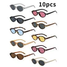 1pc Women's Oval Small Frame High Quality Minimalist Fashion Glasses, Suitable For Travel, Leisure, Vacation, Party, Beach, Daily Decorative Glasses - 10pcs - View 6