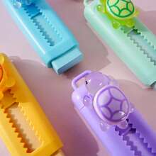 Creative Turtle Shaped Sliding Eraser, Retractable Design For Painting And Writing - Durable PP Material - Multicolor - View 4