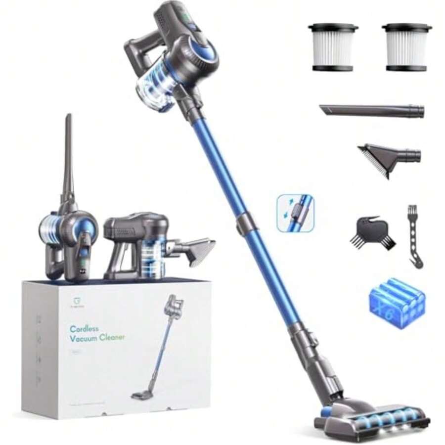Greenote Aspiradora Inalambrica 22000 Pa Aspiradora de Mano 4 en 1 200 W Aspiradoras Potentes con LED Vacuum Cleaner de Función de Autoportante Cepillo para Suelos Duros/Pelos de Mascotas - como en la foto - Ver 1