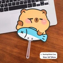 1pc/4pcs Cute Capybara Shaped Hand Fan, 4 Cartoon Styles, Plastic Water Rat Mini Handheld Fan, Portable Cooling Fan For Office Desk, Students, Summer Outdoor, Birthday Gift, Cartoon Accessories - Odd-shaped Fan - View 7