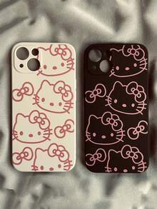 SANRIO 2pcs/Set KT Cat Pattern Phone Case Compatible With IPhone 17 Pro Max, 15 Plus, 16/14 Pro, 13/11, 12 Full Coverage Anti-Drop - Multicolor - View 2