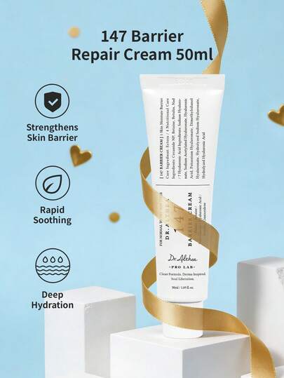Dr. Althea 1pc Dr.Althea147 Barrier Repair Soothing Cream 50ml, Korean Skincare, Ceramide + Centella Asiatica Formula, Deep Hydration, Suitable For Dry & Sensitive Skin Daily Care
