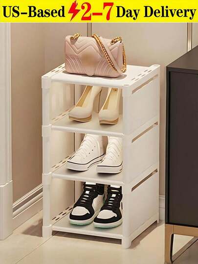 (2-7 Daysmust Arrive)4-Tier Foldable Shoe Rack Organizer Thickened Shoes Storage Box, Space Saving Storage Box, Simple Assembly, Multi-Layer Assembly, Simple Shoe Rack, Household Door Dust-Proof Storage Shoe Cabinet, Economical Shoe Rack For Dormitory, Storage Rack, Space Saving Multifunctional Sneaker Rack Container Box Rack, Multifunctional Living Room Entrance Bedroom Dorm Organizer - Sturdy Home Organization And Storage Supplies For Shoes, Boots, And Accessories, Shoe Boxes For Closet, Shoe Store Display And Corridor, Office, Sports Shoes, Ideal Halloween/Christmas Gift, Mother's Day, Music Festival, Wedding Season, Cruise Essentials, Travel Essential, Room Deocr(White)