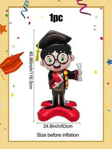 1pc Standing Graduate Foil Balloon, Graduation Boy Holding Book, Suitable For Graduation Ceremony, Graduation Party Decor, Classroom Decor, School Celebration, Home Graduation Atmosphere Decor, Indoor & Outdoor Photo Booth - Multicolor - View 7