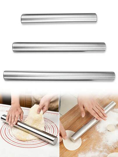1pc Stainless Steel Hollow Rolling Pin, Non-Stick Baking Rolling Pin, Dough Roller, Kneading Tool, Pizza Roller, Dumpling Skin Roller, Suitable For Making Pizza, Pie, Pasta, Cookies, Bread, Dumpling Skins, Applicable For Home, Restaurant, Bakery, Cake Shop, Kitchen Baking Tool, Can Be Given As A Gift To Grandparents, Parents, Family, Friends, Neighbors, Cooking And Baking Enthusiasts, Mother's Day Gift, Thanksgiving Gift