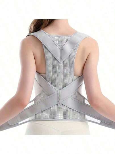 1pc Adjustable Unisex Back Brace Breathable Back Support Belt Shoulder Back Brace Waist Lumbar Support -Back & Shoulder Support-Comfortable, Adjustable Fit For Daily Wear Adult Posture Corrector | Invisible Back Support Strap | Black | Adjustable Upper Back Straightener With Shoulder Straps And Lumbar Support | Comfortable And Breathable Design To Improve Posture, Daily Wear Brace | Ergonomic Design | Breathable
