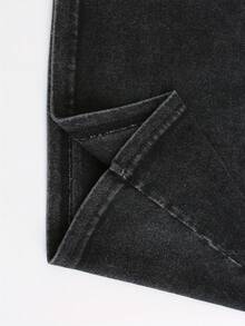 1PC IN MY MOMERA Camiseta de Algodón Estampada con Diseño Creativo de Cara Sonriente, Hombros Caídos, Estilo Retro Urbano, Básica, Holgada, Hip-Hop, para Hombre y Mujer, Camiseta de Manga Co - Negro - Ver 4