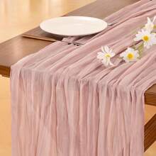 1 chiếc khăn trải bàn bằng vải màn màu hồng, phong cách boho mộc mạc, thích hợp cho lễ Phục sinh, mùa xuân, đám cưới, tiệc tùng, tiệc mừng em bé, sinh nhật, trang trí nhà cửa, trang trí ngày lễ. - Nhiều màu - Xem 7