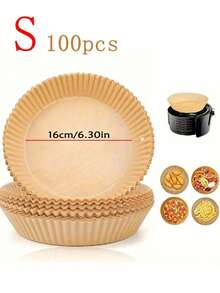 50/100个圆形/方形空气炸锅烘焙纸垫 - （可选100/500个蛋糕烘焙纸杯）一次性烘焙用品，耐热，防油，适用于空气炸锅、烤箱、微波炉、压力锅，可用于烘焙蛋糕、薯条、鸡肉、香肠、糕点、纸杯蛋糕、饼干、披萨等。 - 查看 21