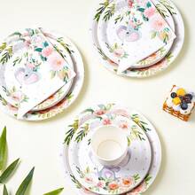 Bộ đồ dùng ăn uống dùng một lần hình voi và hoa đỏ, đĩa tiệc 7/9 inch, đĩa giấy, cốc và khăn ăn dùng một lần, thích hợp cho các dịp lễ, đám cưới, lễ đính hôn, sinh nhật, tiệc tùng, lễ kỷ niệm. - Nhiều màu - Xem 4