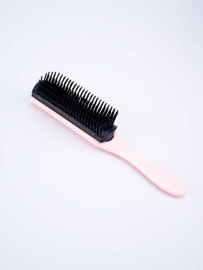 1 Pc Nine Rows Comb,Professional Hairbrush With Handle,Suitable For Curly, Coarse Hair, Dry And Wet Dual Purpose, Easy To Clean, Hair Care Tool, Unisex(Pink&Black)