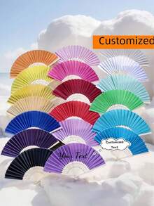 Customizable Handheld Folding Fan,Classic DIY Fan,Perfect For Weddings, Bridal Showers,Birthdays,Workers For Mother's Day,For Father's Day - Multicolor - View 2