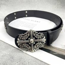 Holy Sword Cross Belt - Celebrity Style Men's Rivet Embossed Belt - [Dây leo đen] Dây đeo Thánh kiếm - Xem 2