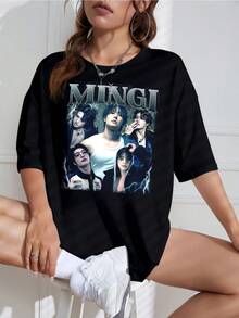 2026: Vintage 90s Mingi At-Eez T-Shirt, K-Pop Bootleg Style (1) Printed T-Shirt - Made Of Pure Cotton, It Is Soft And Breathable, Suitable For Both Men And Women. It's A Casual Shirt Suitable For All Seasons And A Tren.Dy Souvenir. It's Suitable For Everyday Wear, Urban Fashion Enthusiasts, And Music Lovers. - 黑色 - 查看 6