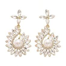 Rhinestone Metal Patchwork Flower Earrings – Light Luxury High-End Studs – Fashion Versatile Personality Earrings - Kim bạc số 49 - Màu bạc - Đỏ - Xem 2
