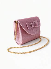 Girls' Handbag With Bow Tie, Cute Style, Modern, Compact And Comfortable - 粉紅色閃光 - 查看 2