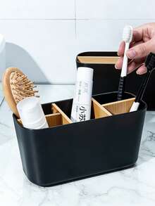 1pc Multi-Compartment Makeup Brush Holder, Lipstick & Cosmetics Organizer Box, Minimalist Vanity Desktop Storage Rack, Makeup Brush Cup - 5 Grids - View 7