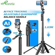 Upgraded Smartphone Gimbal Stabilizer, Selfie Stick, Bluetooth Remote, AI Tracking, Anti-Shake Tripod - Black - View 2