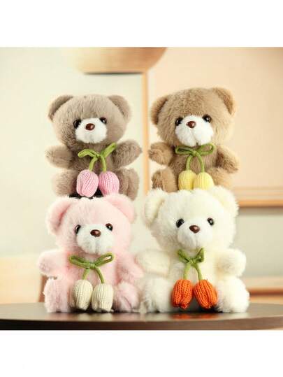 1/3个12厘米/4.72英寸可爱柔软的毛绒泰迪熊玩偶，配有精美的花朵装饰配件。这款甜美风格的毛绒动物玩偶是情人节、生日、万圣节和圣诞节的完美礼物，也是情人节装饰的理想之选。