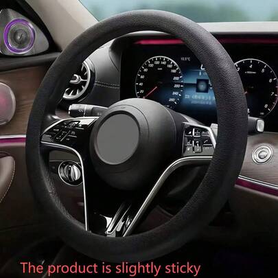 超薄防滑汽车方向盘套，硅胶方向盘保护套，通用尺寸，适用于 13.77-14.17 英寸（35-36 厘米）的车辆，包括轿车、SUV 和卡车，4 步快速安装，略带粘性，无异味 - 黑色