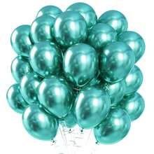 31 pièces de ballons en latex de 12 pouces de couleur bleu métal, vert métal, or rose. Convient pour la fête de l'indépendance, la saison de remise des diplômes, la fête des pères, le Nouvel An (style cool), Halloween (thème technologique), fête d'été, anniversaire, cérémonie d'ouverture, journée à thème spatial, journée à thème nautique, cérémonie de passage à l'âge adulte, événement d'affaires, Pâques (style océanique) - Voir 3