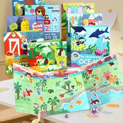 1 Cuốn sách đồ chơi Montessori nhiều màu sắc, sách tĩnh lặng, sách dán hình ma thuật tái sử dụng và trò chơi ghép hình bóng | Sách hoạt động học tập giáo dục giúp phát triển kỹ năng vận động tinh | Đồ chơi du lịch cho trẻ mầm non | Đồ chơi xếp hình tương tác cho trẻ em, đồ chơi cho trẻ mới biết đi, đồ chơi cho bé | Hình dán chủ đề sáng tạo giúp phát triển trí não cho trẻ