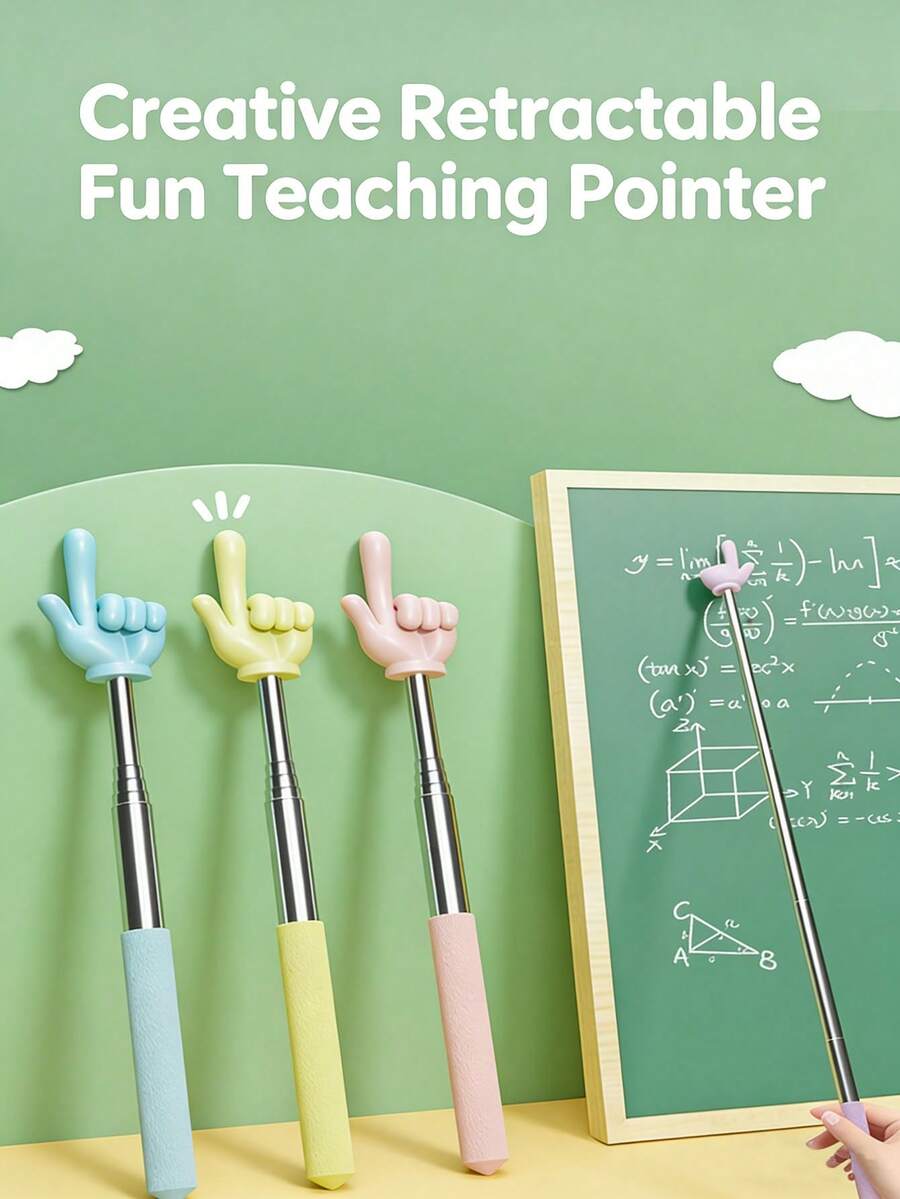 6pcs Retractable Finger Pointer, Telescopic Teacher Classroom Pointer, Mini Finger Reading Pointer, Suitable For Kindergarten Students And Teachers, Students, Office Supplies, Presentation Tools