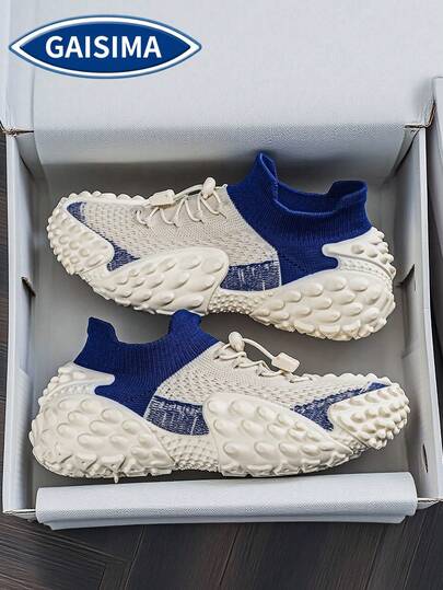 GAISIMA 1 Pair Bicolor Patchwork Knit Shoe Covers, Streetwear Style Suitable For Everyday Wear, Outdoor Leisure And Sports