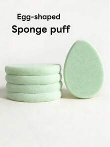 Egg-Shaped Makeup Sponge Puff, Expands When Wet, Non-Latex Hydrophilic Material, Super Dense Makeup Sponge For Foundation, Suitable For All Skin Types - Mint Green - View 1