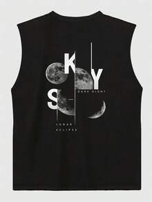 GRDR Minimalist Numeric Print Summer Men's Casual Loose Fit Sleeveless Vest, Fashionable And Versatile - Black - View 4