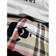 BAPE A Bathing Ape Men's Classic Logo Tee – Plaid Check Ape Head Graphic Cotton T-Shirt - 白色 - 查看 3
