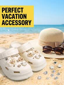 Clips de zapato decorados con flores de perlas y rhinestones de lujo para mujeres y niñas, adecuados para sandalias de playa DIY, zuecos, accesorios de vestir, decoración del hogar, campamento al aire libre y viajes, regalos para fiestas - Multicolor - Ver 5