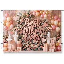 1pc 2D Flat Print Best Mom Ever Backdrop, 3D Effect Rose Gold Letter Floral Wall Background, Mom Birthday Backdrop, Mother's Day Party Photo Studio Props, For Outdoor Garden Decoration, Indoor Room Decoration, Durable Home Decor, Festival Decor, Perfect Gift For Mom - Màu 1 - Xem 8