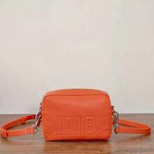 1 Piece Faux Leather Shoulder Bag With Embossed LOLA Letters, Adjustable Shoulder Strap, Zipper Closure, Available In Multiple Colors, Year-Round Model, Versatile For Commuting, Shopping, And Campus Use, Affordable Women's Shoulder Bag. - 橘色 - 查看 1