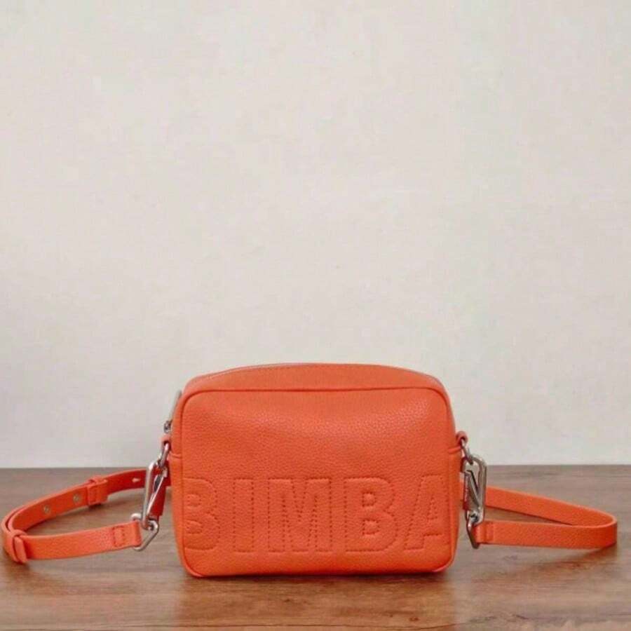 1 Piece Faux Leather Shoulder Bag With Embossed LOLA Letters, Adjustable Shoulder Strap, Zipper Closure, Available In Multiple Colors, Year-Round Model, Versatile For Commuting, Shopping, And Campus Use, Affordable Women's Shoulder Bag. - 橘色 - 查看 1