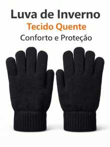 Unisex Black Winter Gloves - Warm, Comfortable Fabric, Ideal For Cold Weather And Everyday Use - màu đen - Xem 5