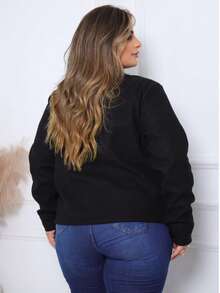 Women's Casual Jacket, Wool-Type Fabric, Pockets, Buttons On The Front, Suitable For Everyday Cold Weather. - Black - View 4