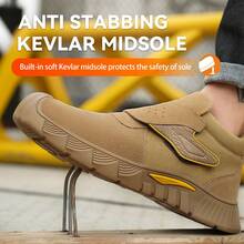 manlegu Men's Khaki Welding Safety Boots With Spark Resistant Anti-Scald Feature, Steel Toe Anti-Smash Protection, Kevlar Midsole Anti-Puncture Structure, Durable Rubber Non-Slip Outsole, Lightweight Comfortable All-Season Industrial Work Footwear Designed For Welders, Construction Workers, Factory Workers And Outdoor Working Personnel, Combining Professional Safety Performance With Daily Wearing Comfort, Suitable For Heavy-Duty Working Scenarios, Outdoor Activities, Daily Commuting And Casual Daily Wear, Classic Khaki Color Matches Various Work Uniforms And Daily Outfits, High-Quality Materials Ensure Long-Lasting Durability, Breathability And Stable Support For All-Day Wearing, Ideal Practical And Thoughtful Gift Choice For Fathers, Husbands, Brothers And Male Friends, Perfect Festival Present For Labor Day, Father's Day, Birthdays And Other Important Festivals - A - View 4