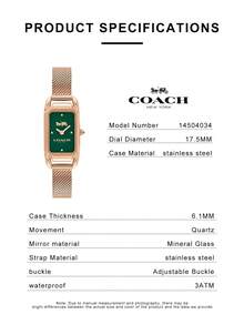 Coach Cadie Series Women's Quartz Watch, Rose Gold Tone Case Rose Gold Milanese Strap Green Dial - 玫瑰金 - 查看 4
