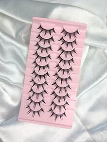 10对装 漫画风格湿润泰式动漫角色扮演假睫毛 18mm 浓密卷翘 戏剧娃娃睫毛 日韩风 适合舞台和化装舞会佩戴 - 黑色 - 查看 7