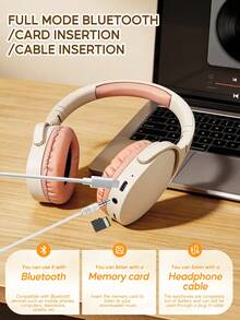 TOKQI Headphone Nirkabel Lipat, Headphone Over-Ear Modis Multi-Warna, Mendukung Koneksi Nirkabel/Berkabel Bluetooth, Kartu TF, Kabel Stereo 3.5mm, Multi-Mode, Stereo HiFi, Ringan, Bass Dalam, Cocok untuk Bermain Game, Musik, Streaming Langsung, Kompatibel dengan Ponsel - View 9